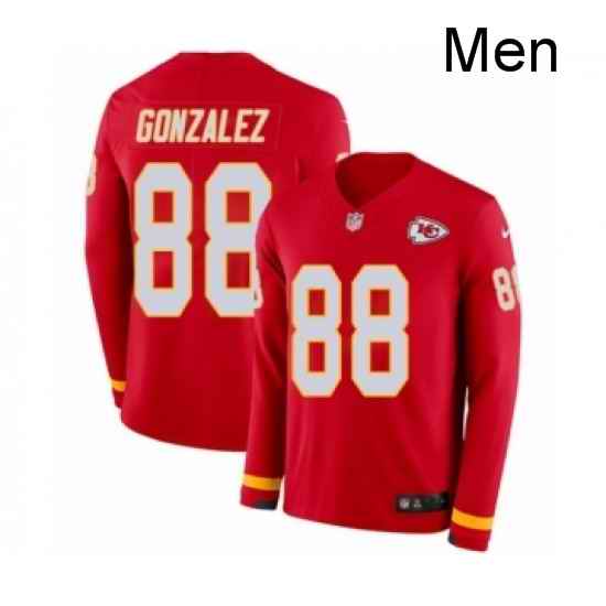 Men Nike Kansas City Chiefs 88 Tony Gonzalez Limited Red Therma Long Sleeve NFL Jersey